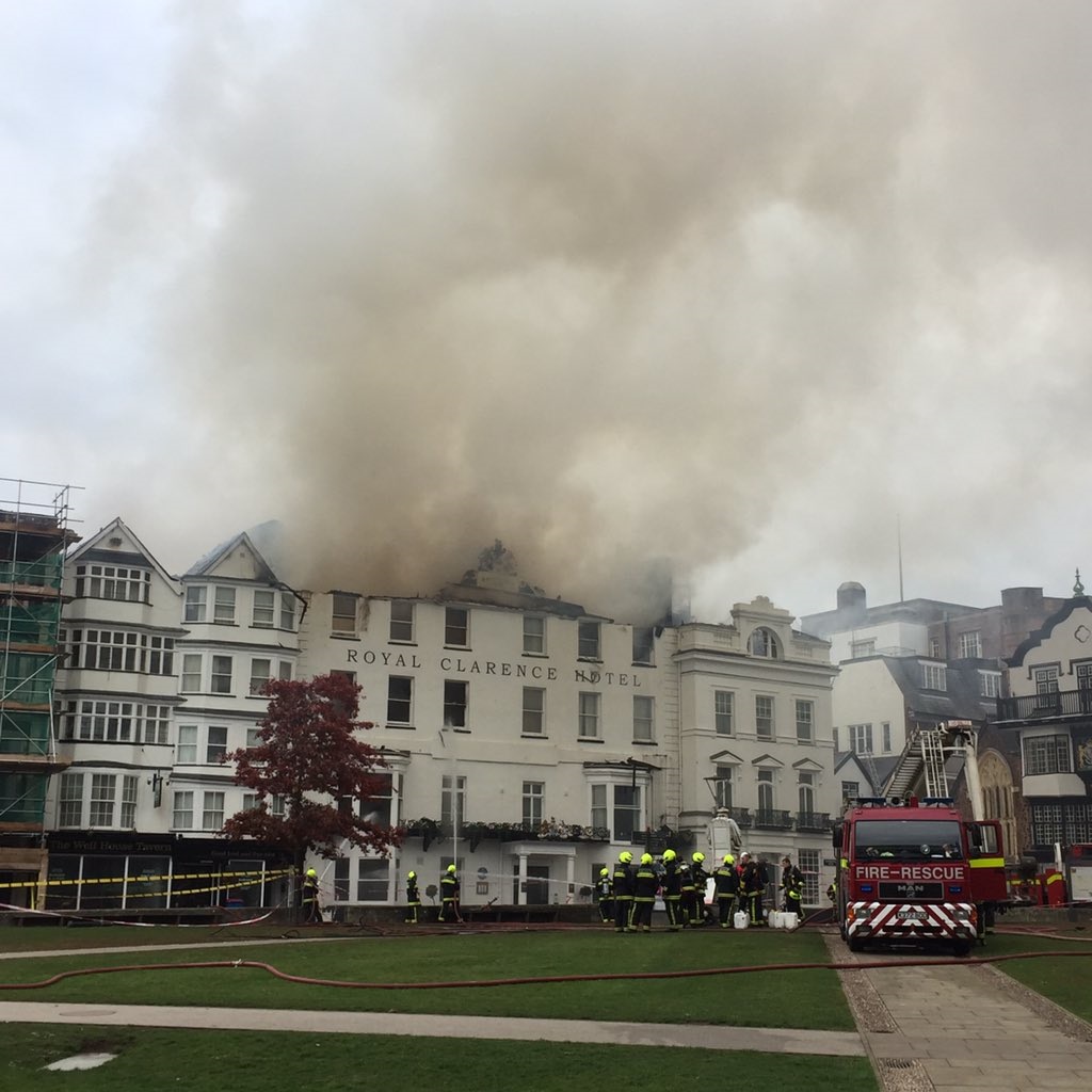 Royal Clarence Hotel in Exeter destroyed by fire