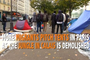 Migrants sleeping in tents in Paris