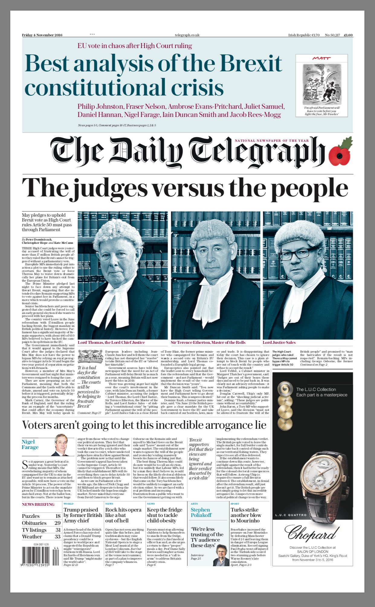 Telegraph front after high court ruling