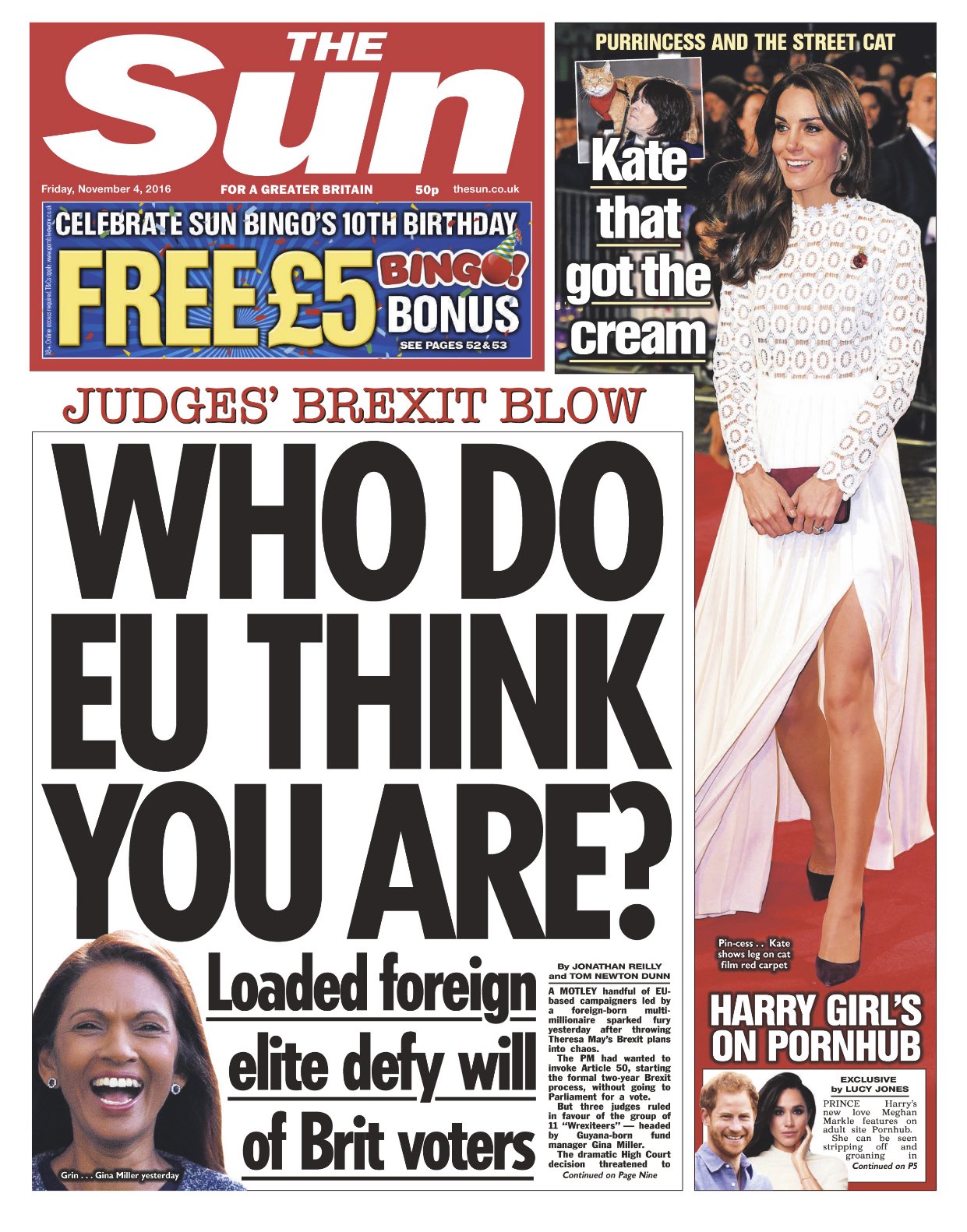 Sun front page after High Court ruling