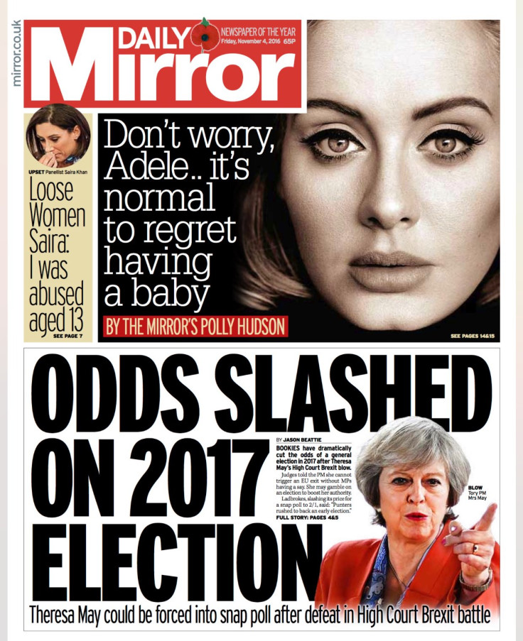 Mirror front page after High Court ruling