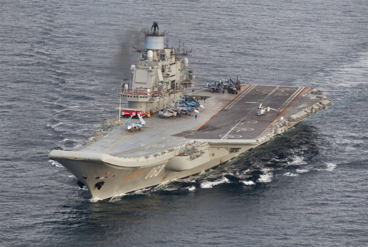 A photo taken from a Norwegian surveillance aircraft shows Russian aircraft carrier Admiral Kuznetsov