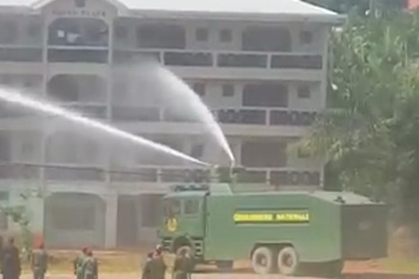 Cameroon students fired at by water cannon