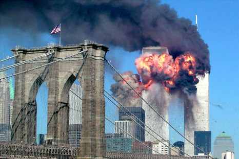 File photo of the second tower of the World Trade Center bursting into flames after being hit by an airplane in New York