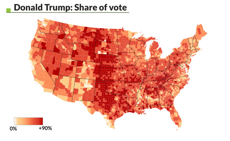 Donald Trump: Share of vote