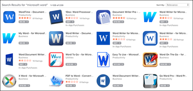 Fake Microsoft apps on Mac App Store