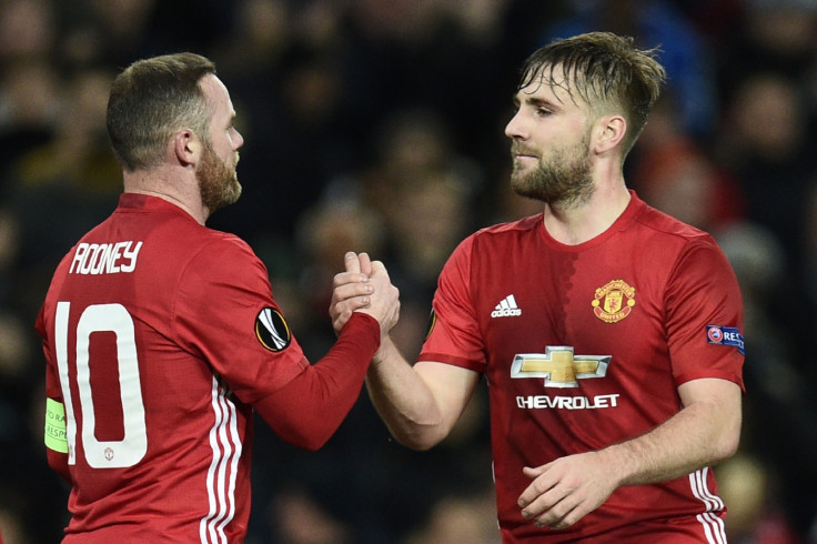 Luke Shaw and Wayne Rooney