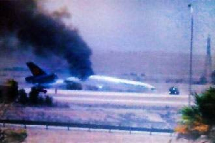 It is said that the plane caught fire on approach, splitting in two on landing, but leaving the pilots only lightly harmed.