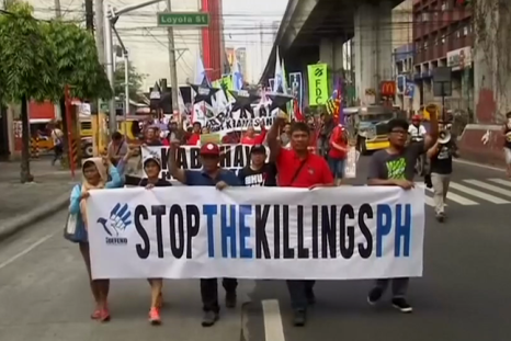Filipino activists protest against Duterte's drug war killings 