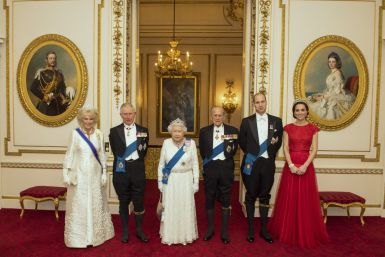The royal family pose before evening reception