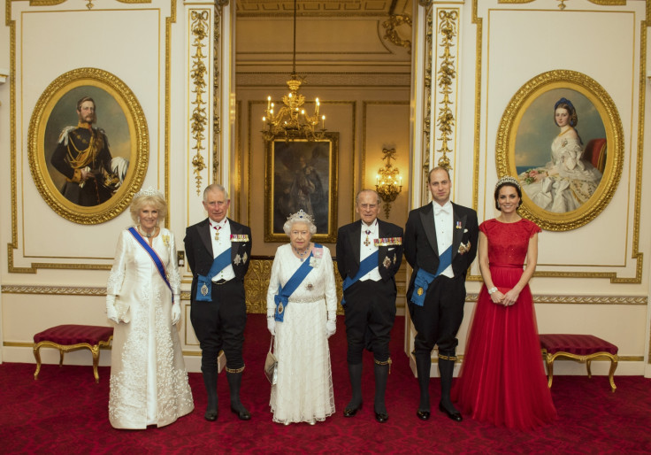 The royal family pose before evening reception