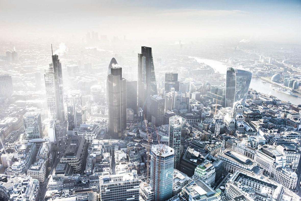 Jason Hawkes's most spectacular aerial photographs of London by night