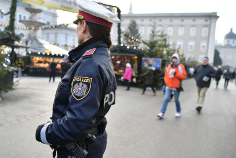 A police officer patrols the Christmas 