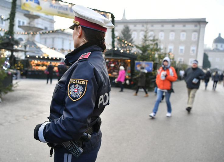 A police officer patrols the Christmas 