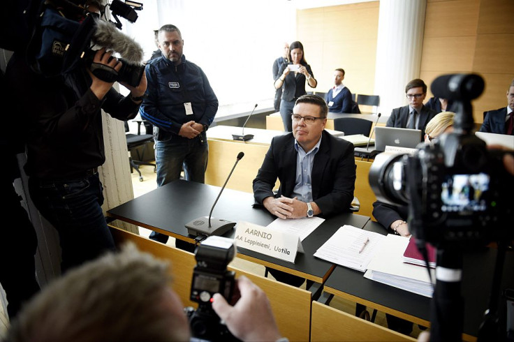 Former head of Helsinki's drug police Jari Aarnio attends trial at Helsinki district court on June 4, 2015.