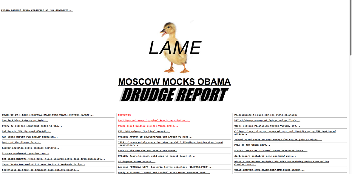 Drudge Report claims US government potentially involved in 'biggest