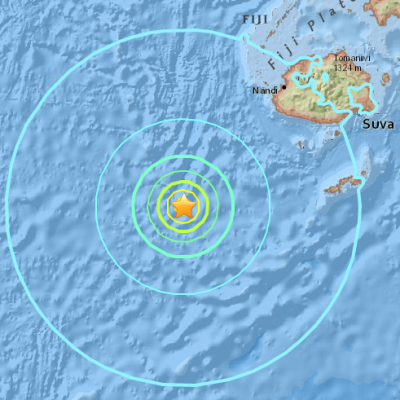 Map of 6.9 Fiji earthquake