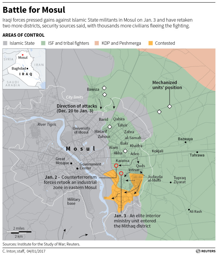 Iraqi forces press gains in Mosul