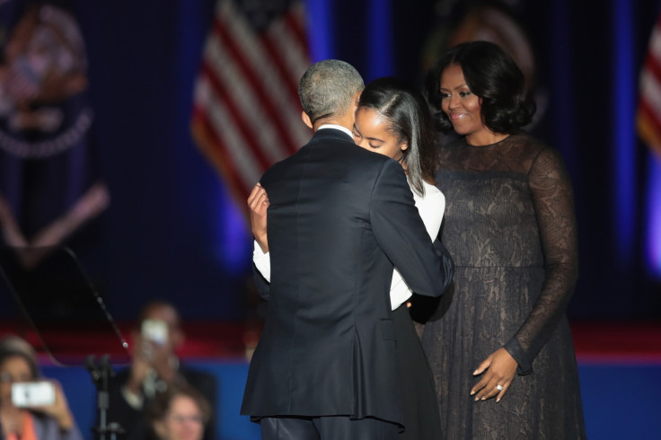 Barack, Malia and Michelle Obama