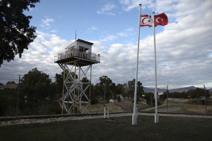 A UN guard post is seen on the buffer zone 