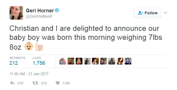 Geri Halliwell baby tweet