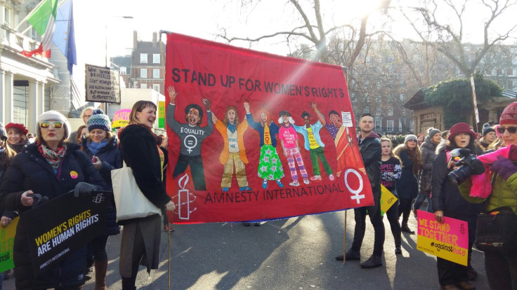 Thousands gathered for the Women's march on London