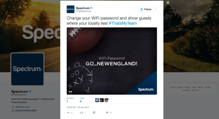 Charter Spectrum's Twitter post on Wi-Fi passwords