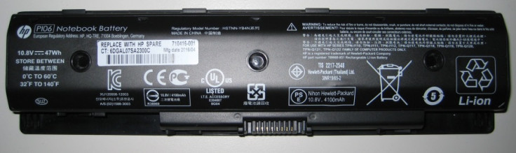 HP notebook battery fire risk