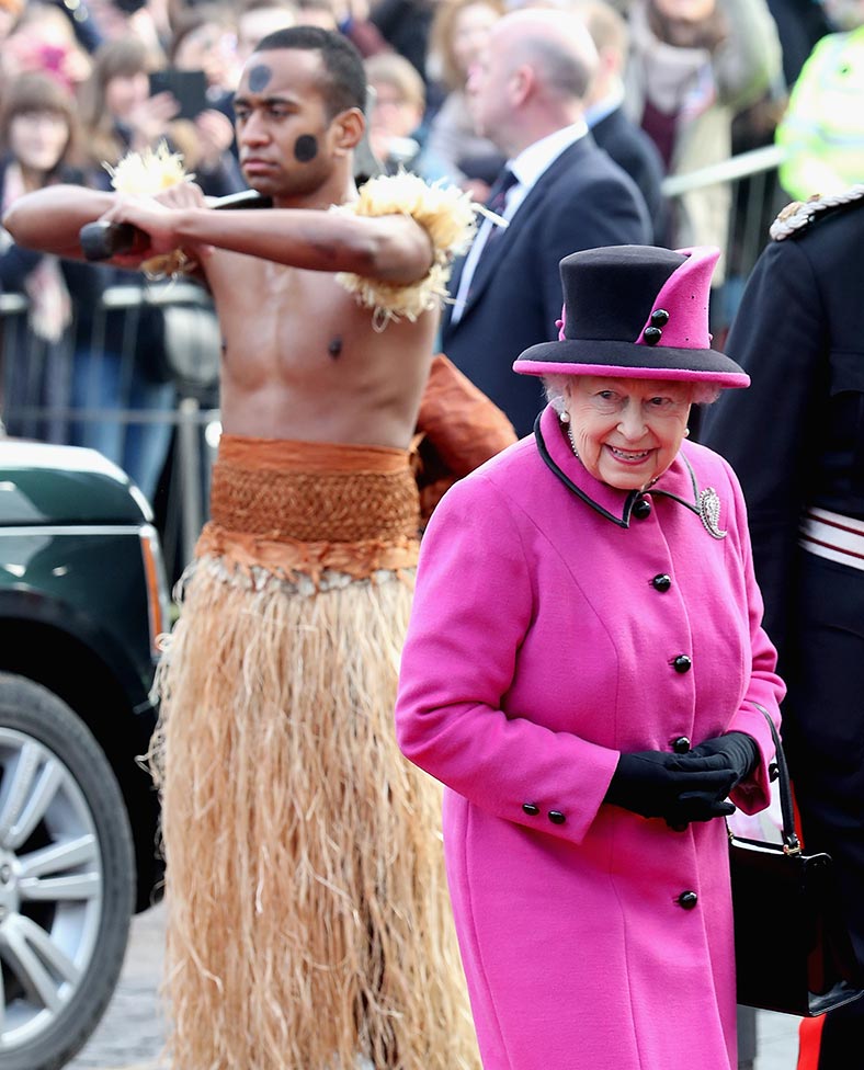 Queen Elizabeth II looks startled to meet semi-naked man at UEA