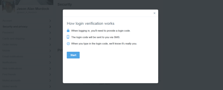 Twitter verification Step Two