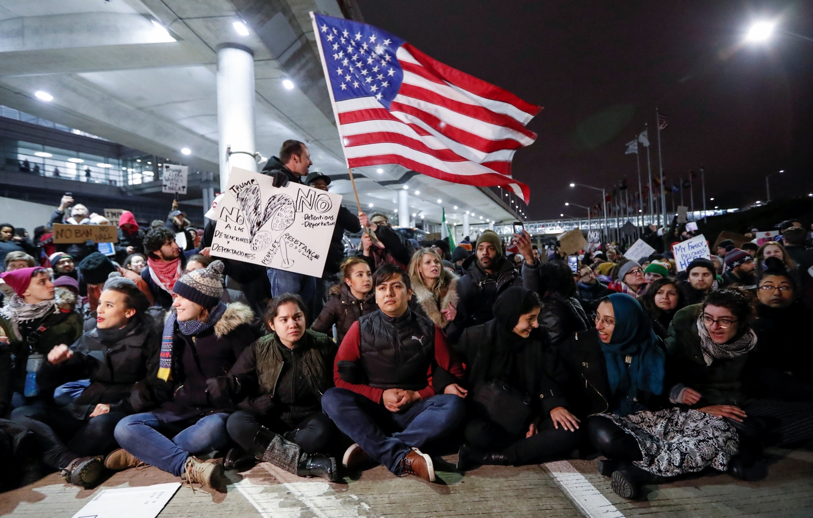 Chicago O'Hare protesters 