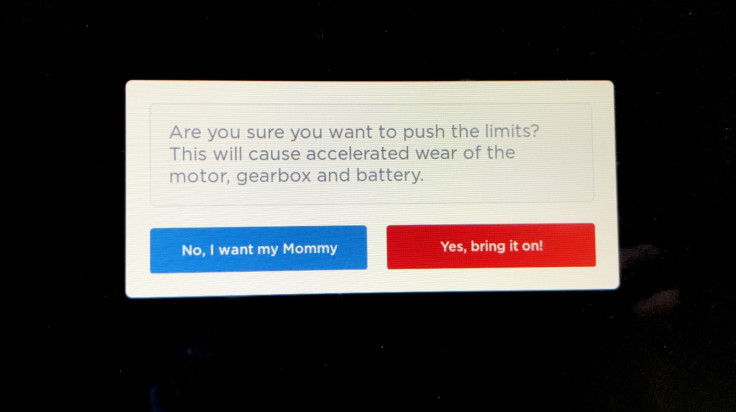 Tesla warning message