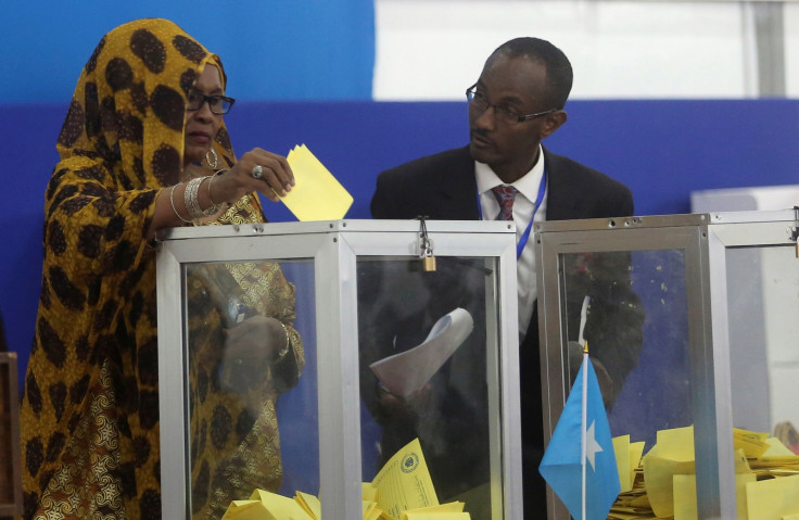 A Somali lawmaker casts her ballot 