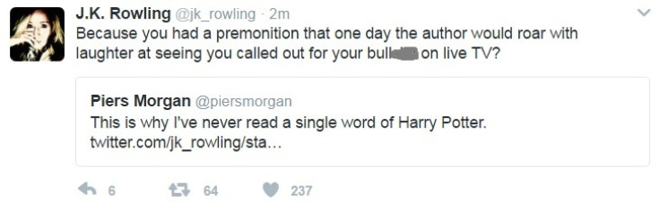 JK Rowling tweet to Piers Morgan