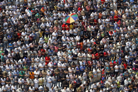 Protesters gather for Friday prayers in Tahrir square in Cairo