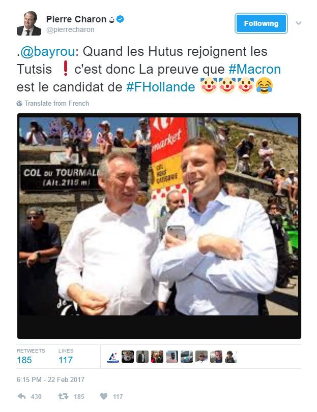 Senator Pierre Charon's Tweet