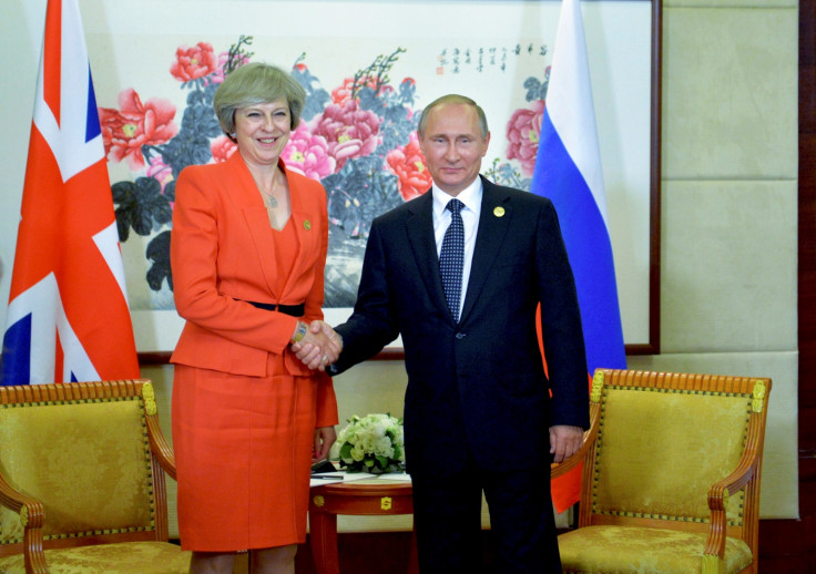 Theresa May and Vladimir Putin