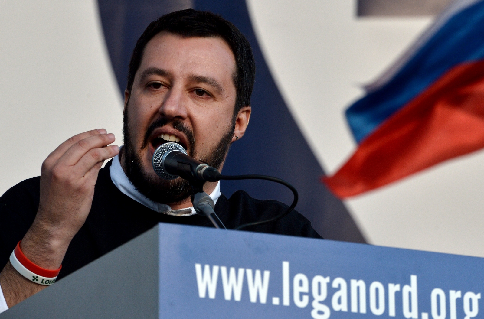 Matteo Salvini at a rally Matteo Salvini at a rally