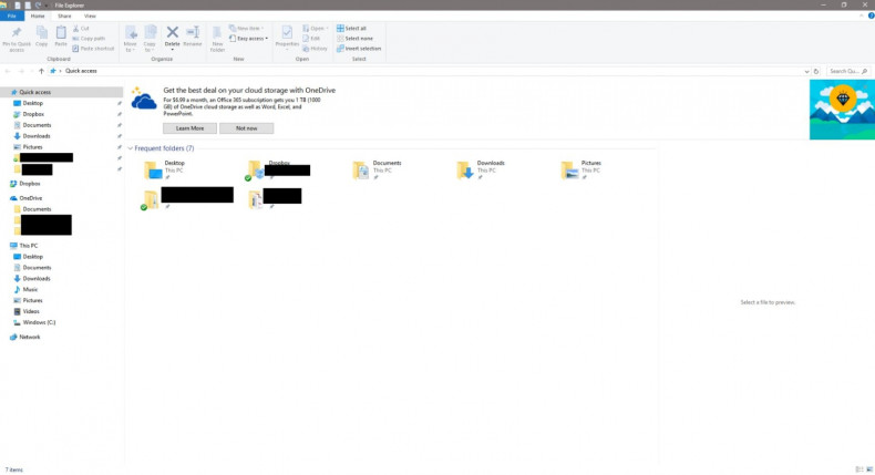 Windows 10 File Explorer ads 
