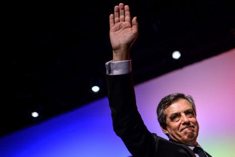 Francois Fillon waves to supporters