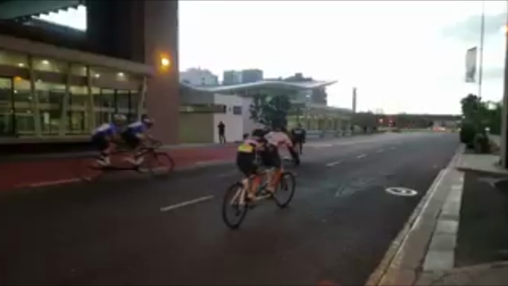 Cyclists try to control of their bikes after Cape Town Cycle Tour cancelled due to strong winds