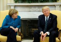 Frosty meeting between Trump and Merkel