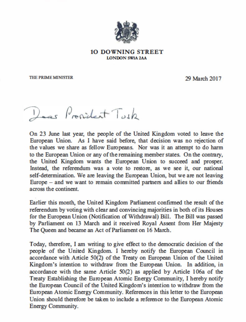 Brexit Article 50 Tim Barrow Donald Tusk