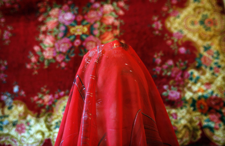 A girl dressed as a bride 