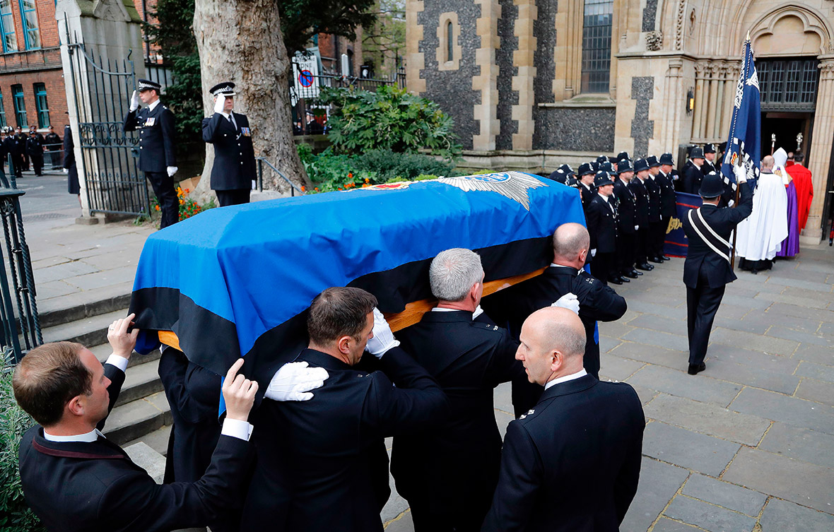 Moving Scenes As Police Officers Line The Streets Of London For Pc Keith Palmers Funeral Cortege 