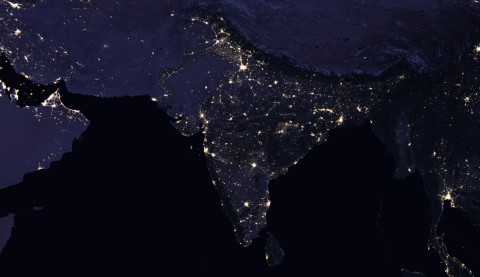 The Indian subcontinent at night 