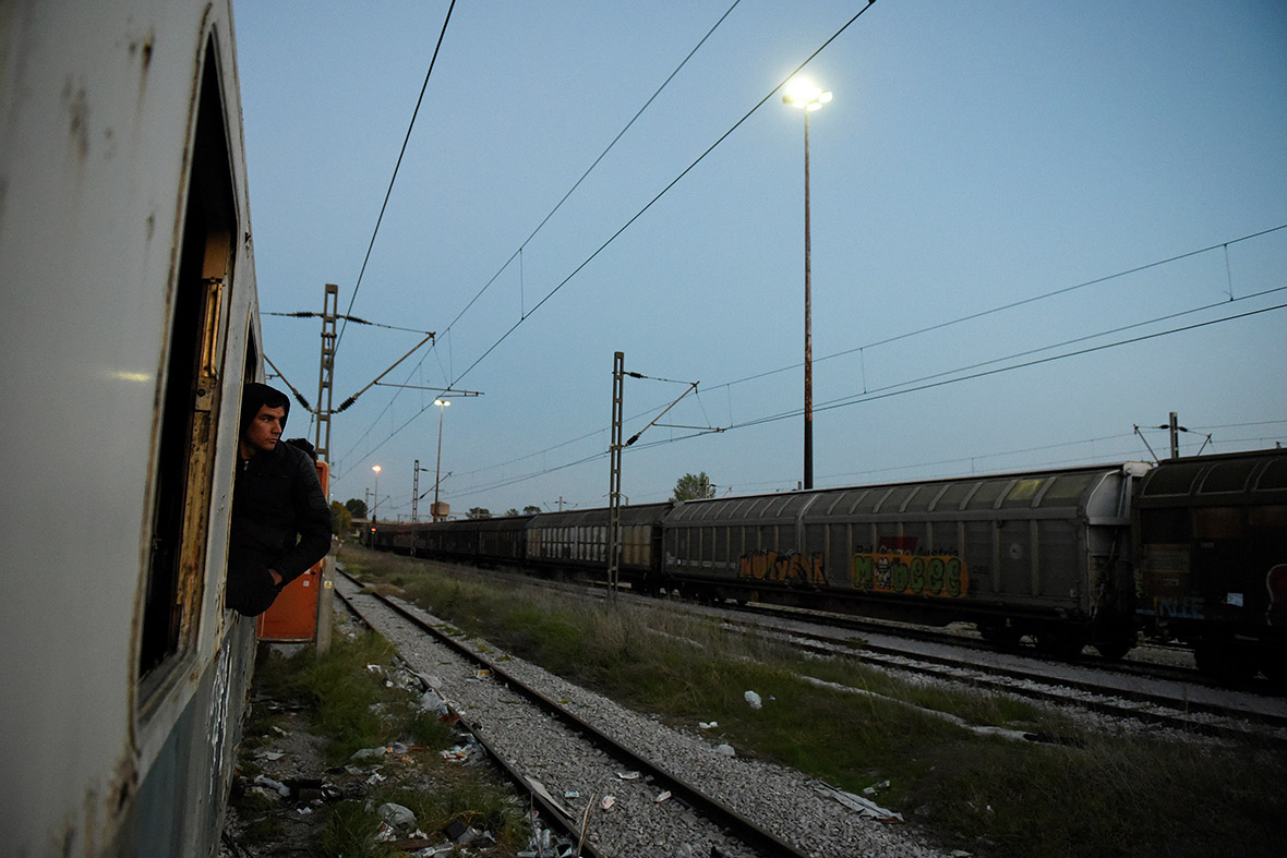 Freight trains on the Greek-Macedonian border