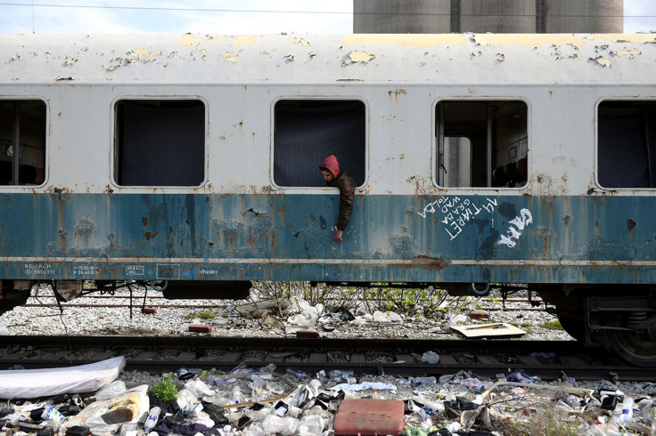 Freight trains on the Greek-Macedonian border