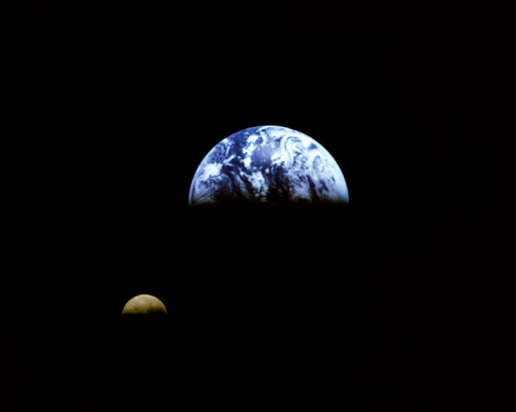 Galileo view of Moon orbiting the Earth