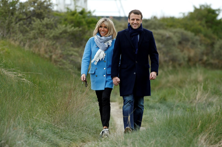Brigitte Macron and her French presidential candidate husband Emmanuel Macron